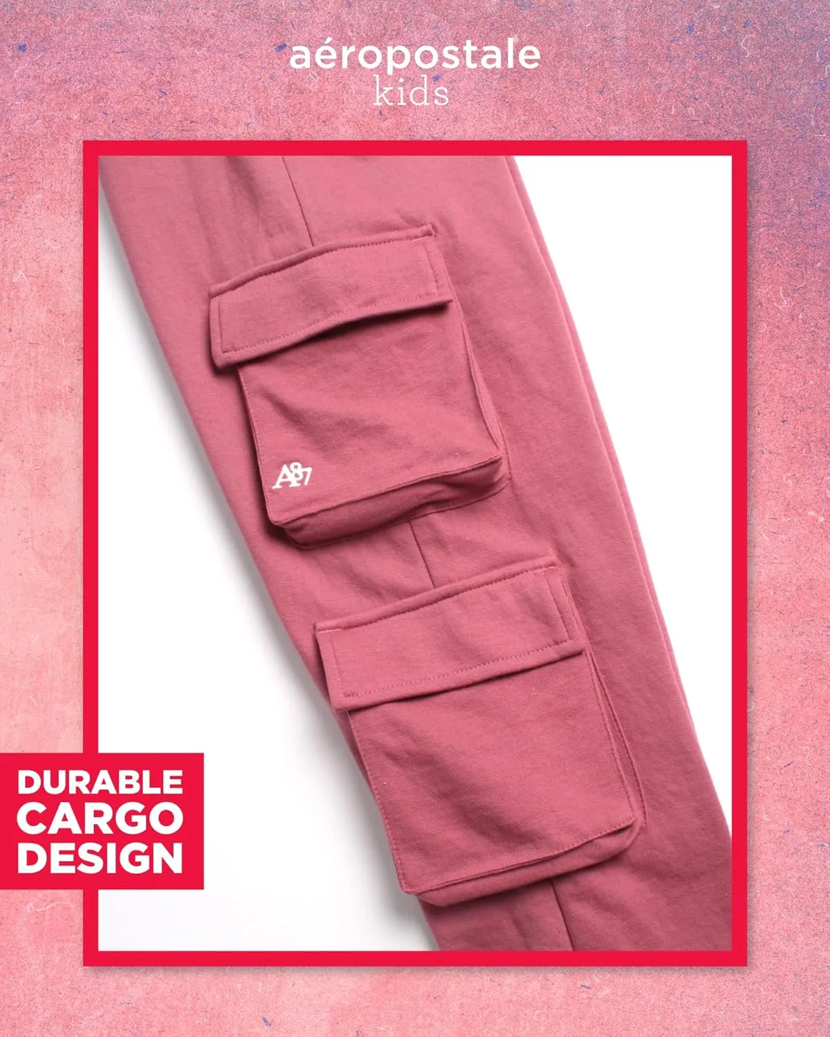 AEROPOSTALE Girls' Pants - Casual Fleece Cargo Joggers with Adjustable Elastic Waistband - Baggy Cargo Pants for Girls (7-16)