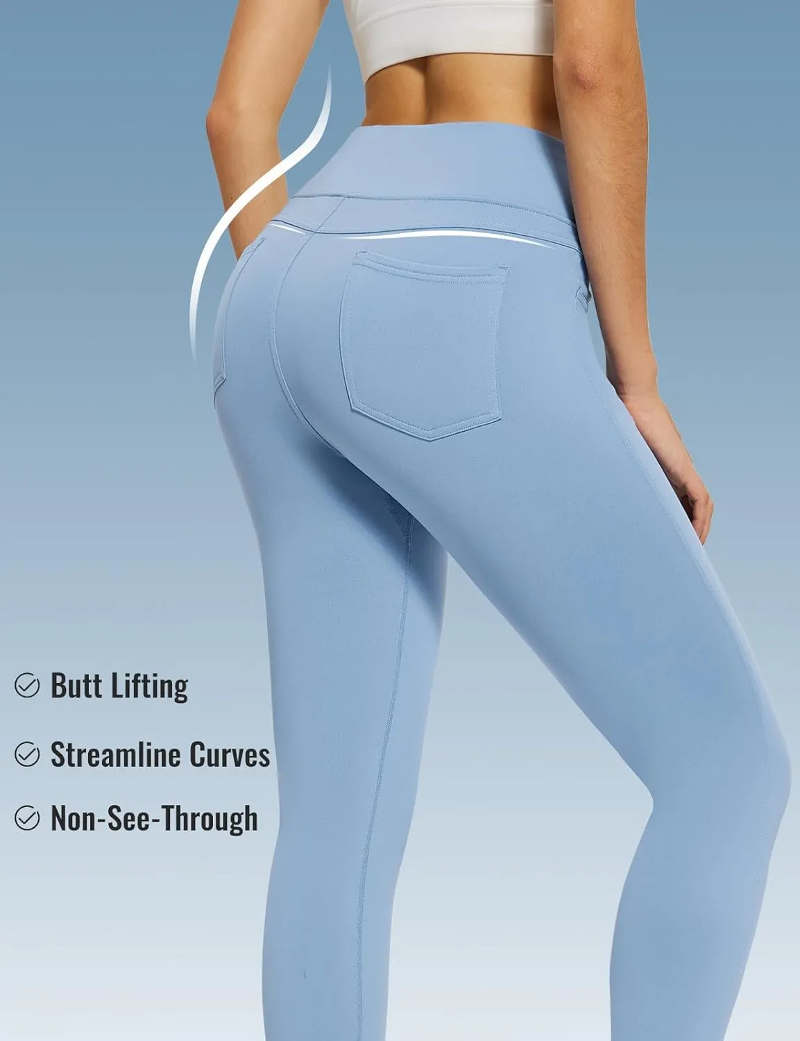 baleaf Jeggings for Women Fleece Lined Pants Thermal Warm Winter High Waisted Leggings 4 Pockets Waterproof Running Tights