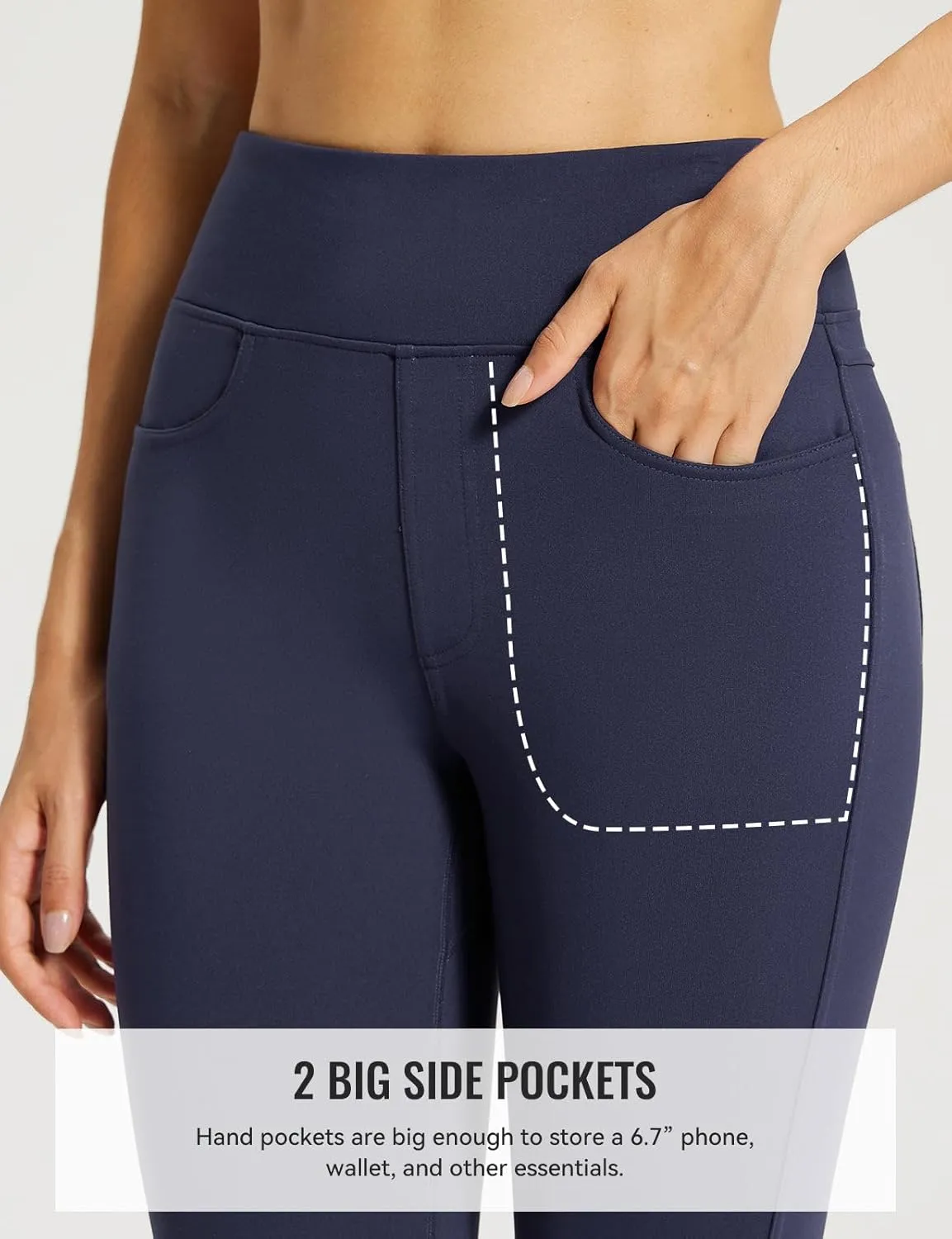 baleaf Jeggings for Women Fleece Lined Pants Thermal Warm Winter High Waisted Leggings 4 Pockets Waterproof Running Tights