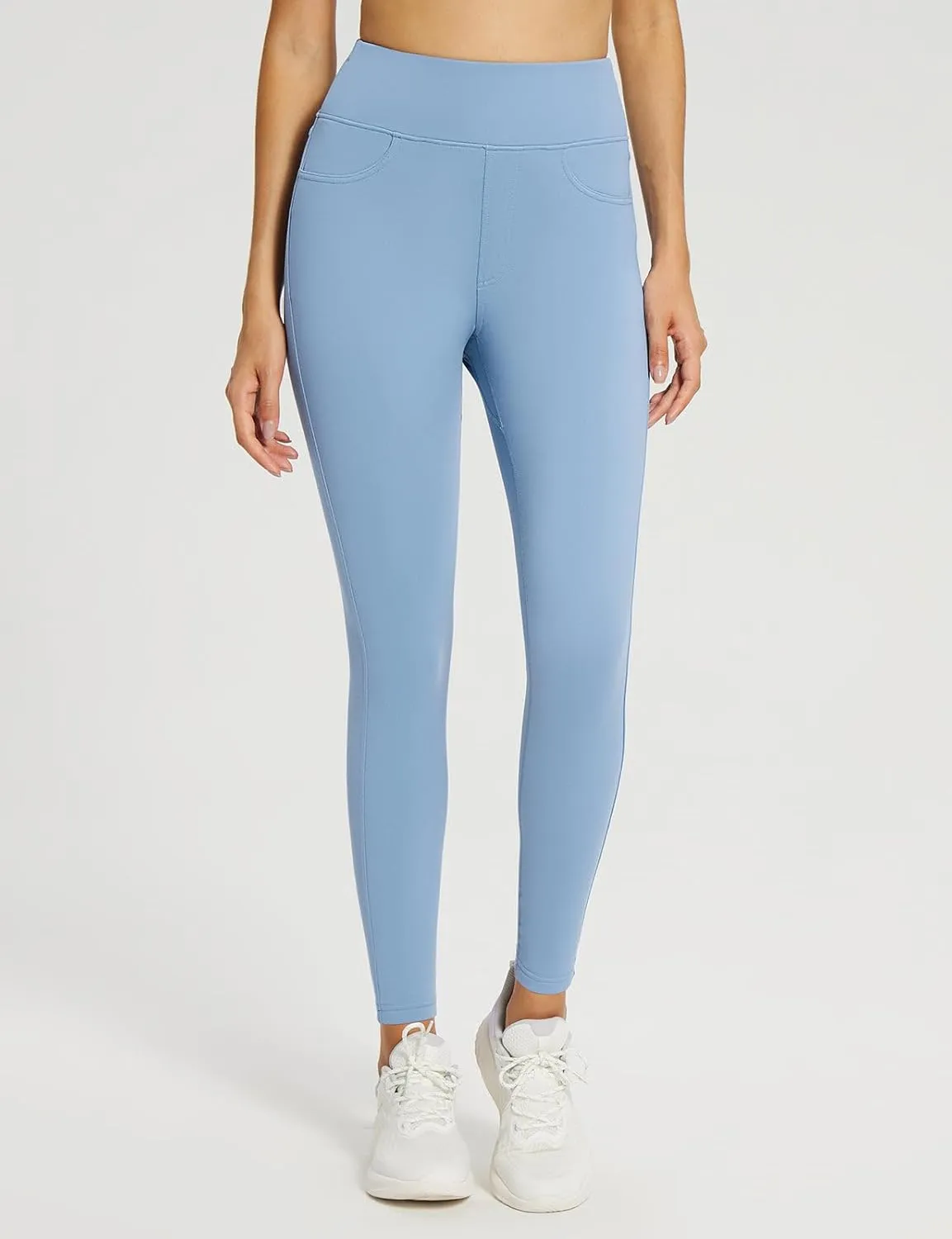 baleaf Jeggings for Women Fleece Lined Pants Thermal Warm Winter High Waisted Leggings 4 Pockets Waterproof Running Tights