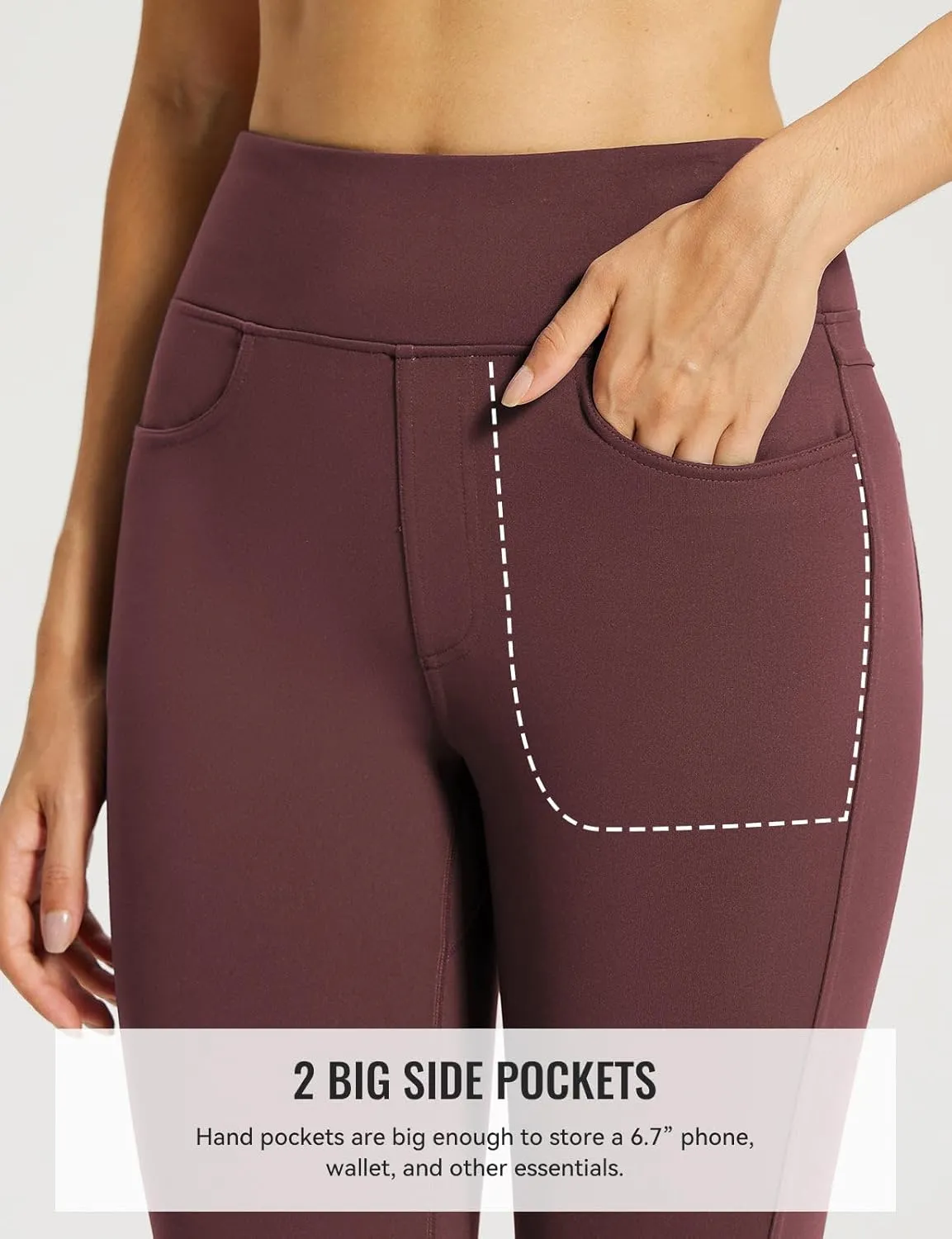 baleaf Jeggings for Women Fleece Lined Pants Thermal Warm Winter High Waisted Leggings 4 Pockets Waterproof Running Tights