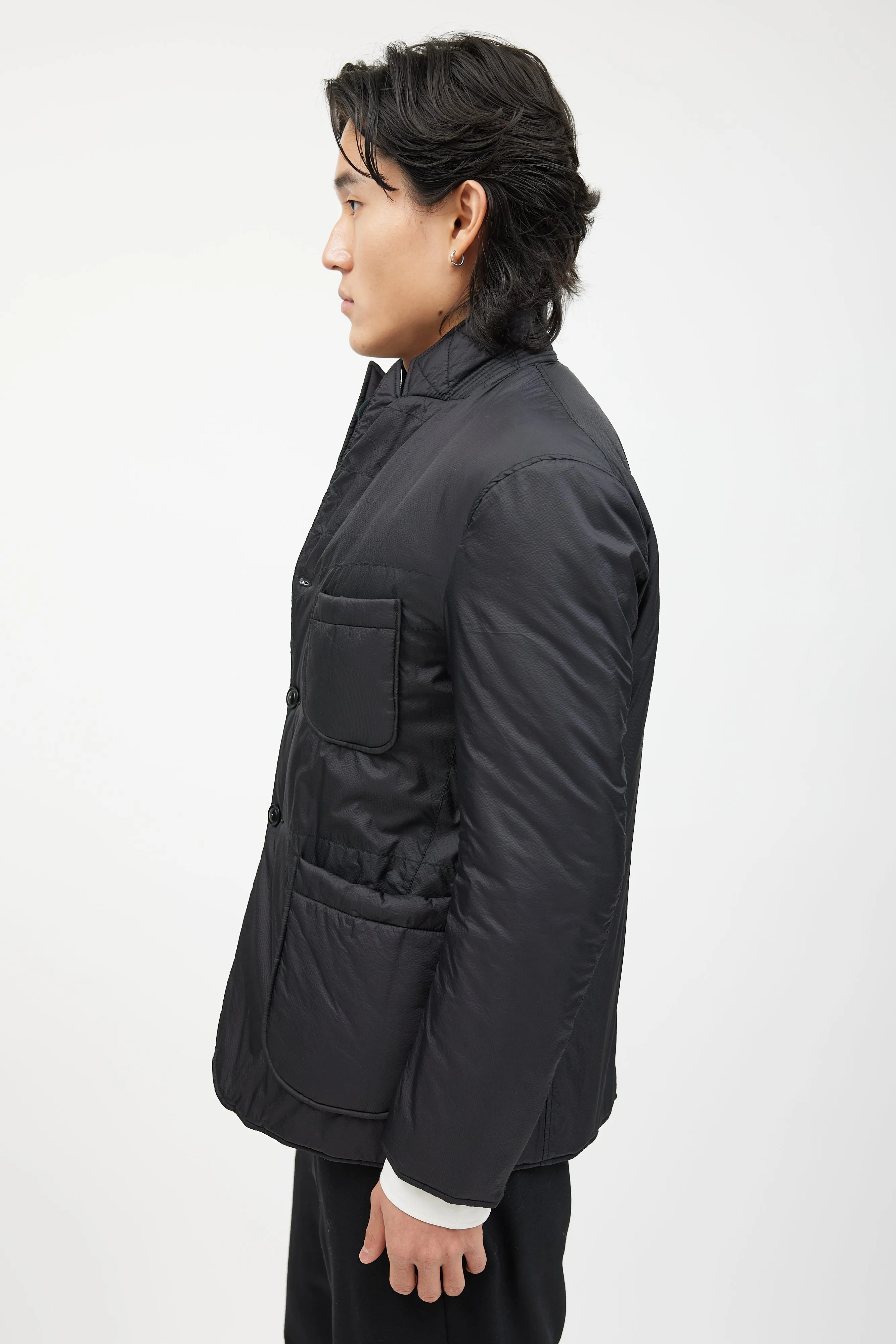 Black Padded Nylon Blazer