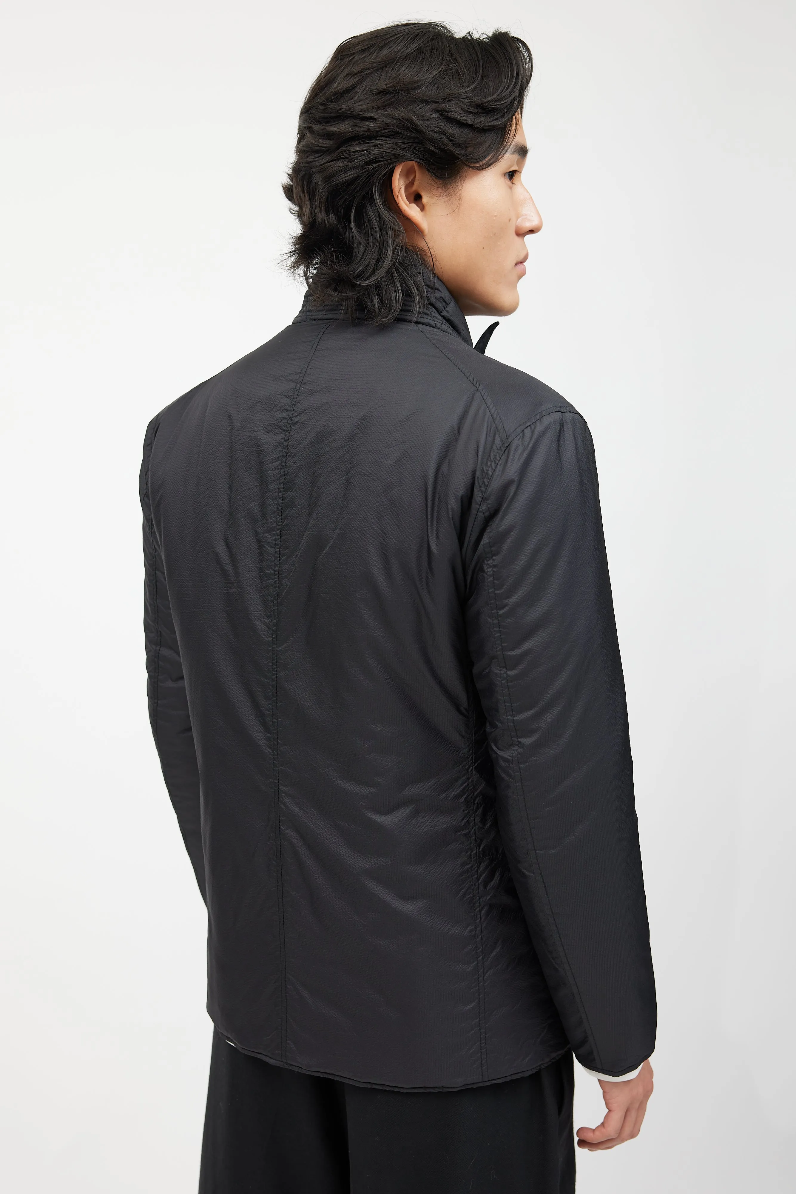 Black Padded Nylon Blazer
