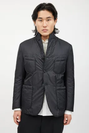 Black Padded Nylon Blazer