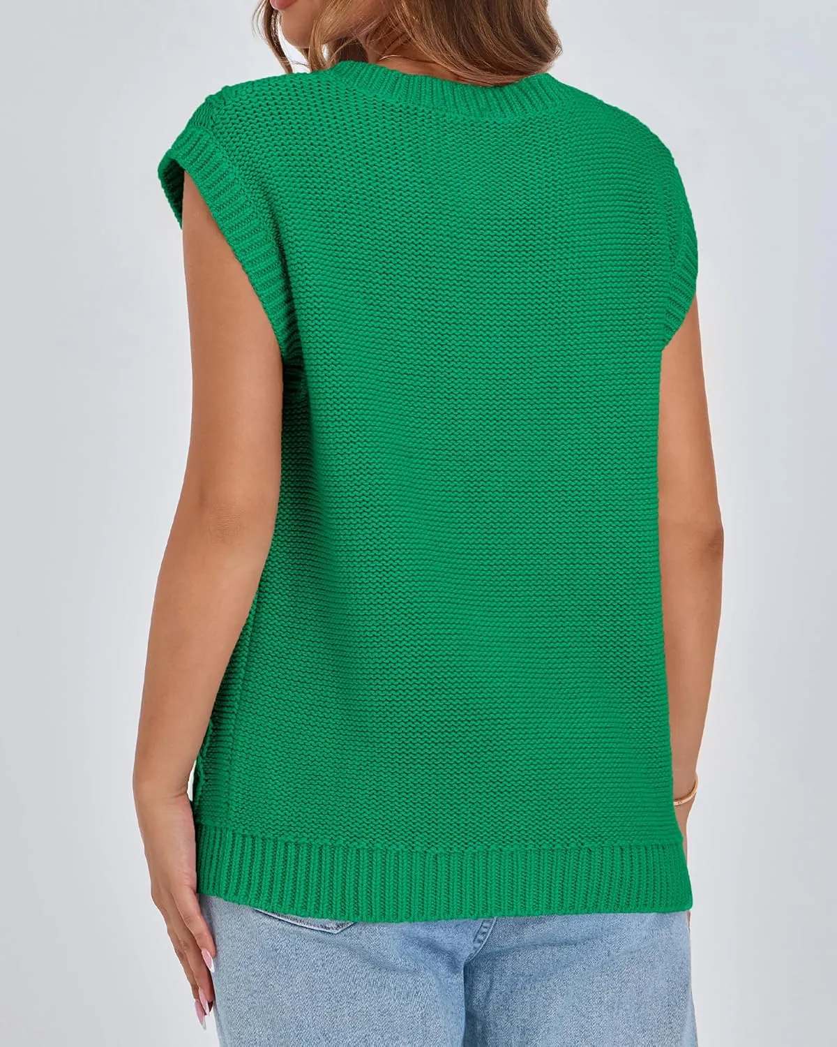 BTFBM Womens Oversized Sweater Vest 2025 Summer V Neck Casual Sleeveless Sweaters Loose Cable Knit Pullover Tops