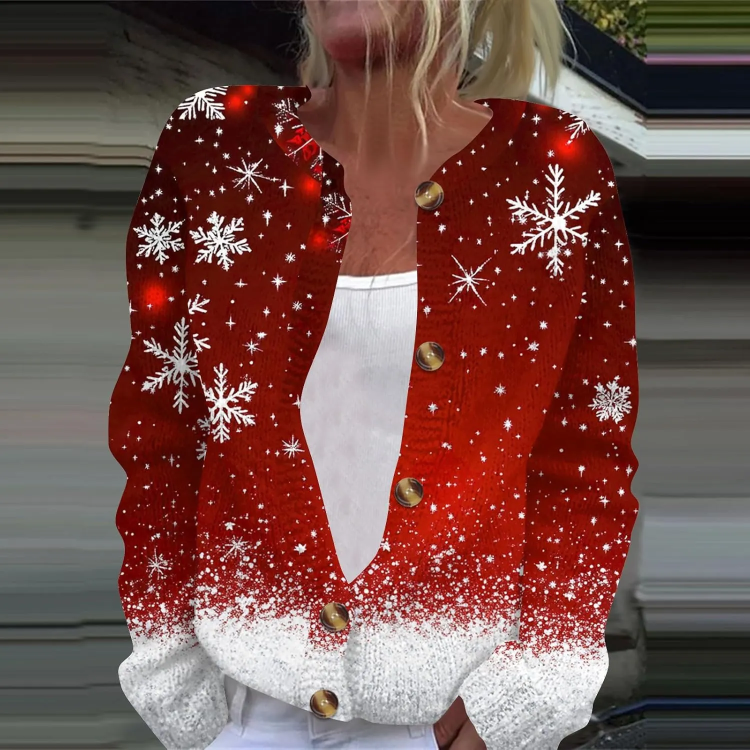 Christmas Sweaters for Women Cable Knit Crewneck Button Up Cardigan Sweaters Plus Size Warm Cute Winter Sweater Coats