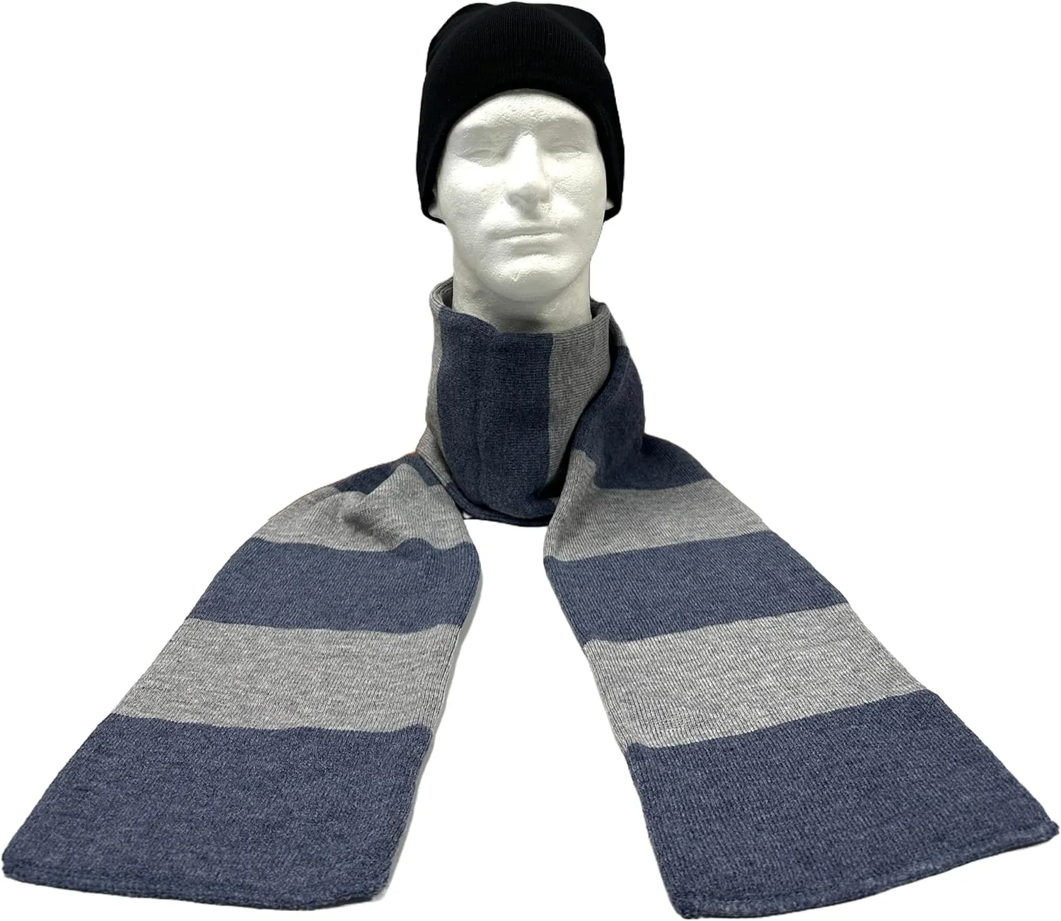 COUVER Rugby Striped Knit Scarf for Men Winter Long 100% Acrylic knit Scarves