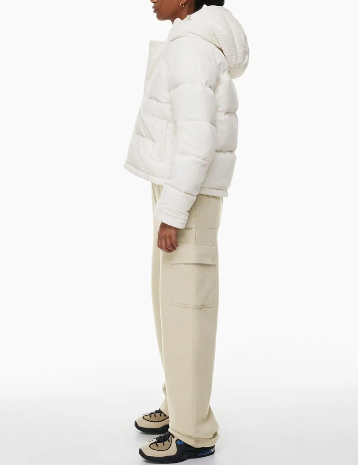 COZYPOIN Women's Winter Puffer Coats Corduroy Down Jacket Quilted Hooded Warm Padded Outerwear