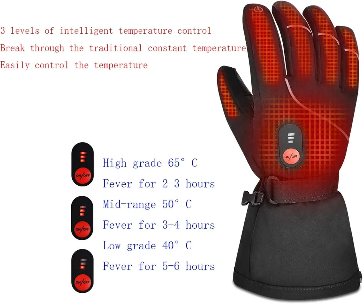 dubb Heated Gloves Men With Rechargeable Battery Touch Screen Waterproof Windproof For Winter Outdoor Skiing Cycling Camping