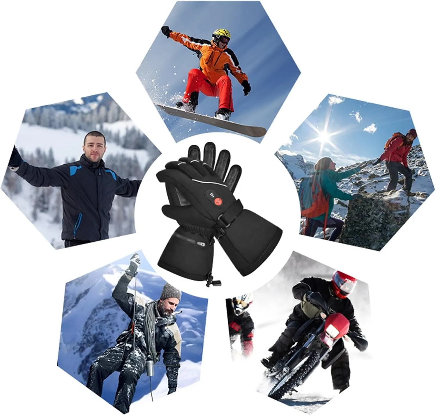 dubb Heated Gloves Men With Rechargeable Battery Touch Screen Waterproof Windproof For Winter Outdoor Skiing Cycling Camping