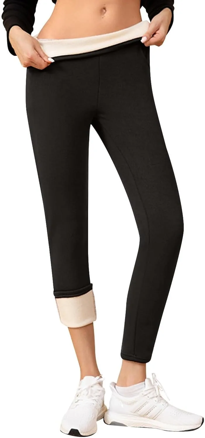 Fleece Lined Leggings for Women Winter Warm High Waisted Thermal Leggings Thick Soft Tummy Control Yoga Pants
