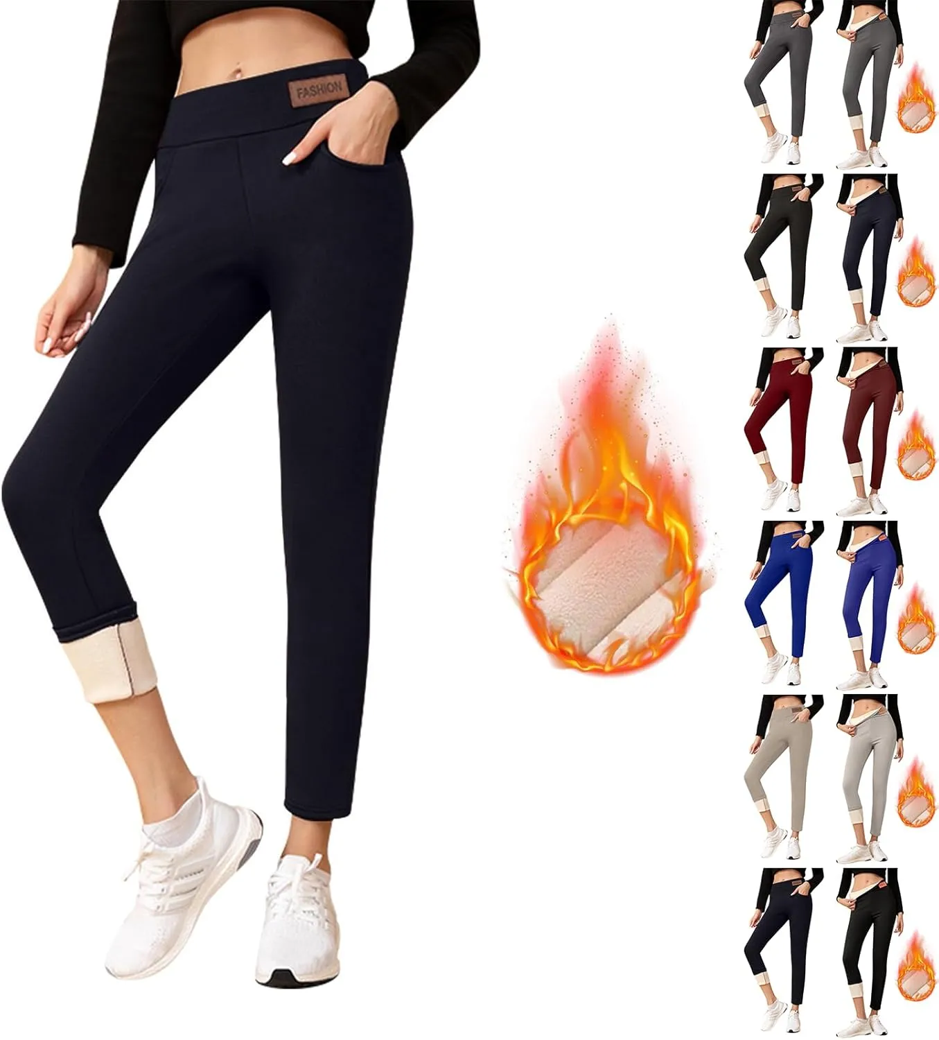 Fleece Lined Leggings for Women Winter Warm High Waisted Thermal Leggings Thick Soft Tummy Control Yoga Pants