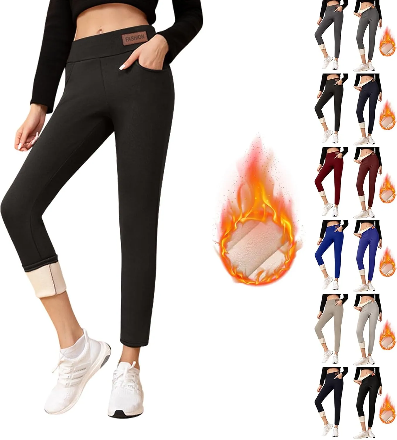 Fleece Lined Leggings for Women Winter Warm High Waisted Thermal Leggings Thick Soft Tummy Control Yoga Pants