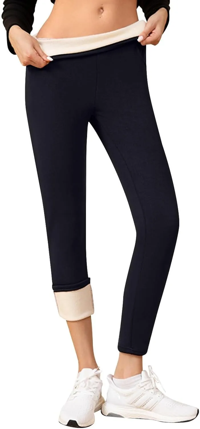 Fleece Lined Leggings for Women Winter Warm High Waisted Thermal Leggings Thick Soft Tummy Control Yoga Pants