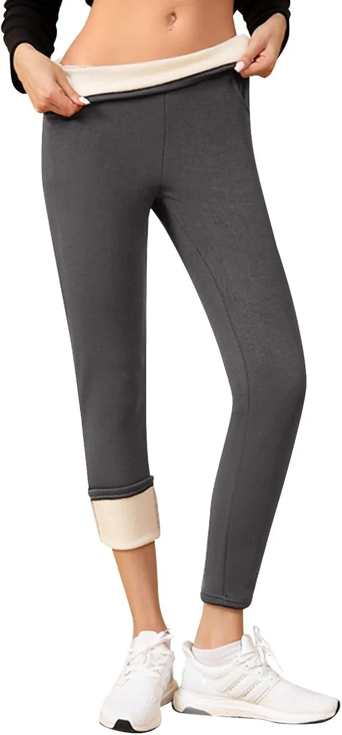 Fleece Lined Leggings for Women Winter Warm High Waisted Thermal Leggings Thick Soft Tummy Control Yoga Pants
