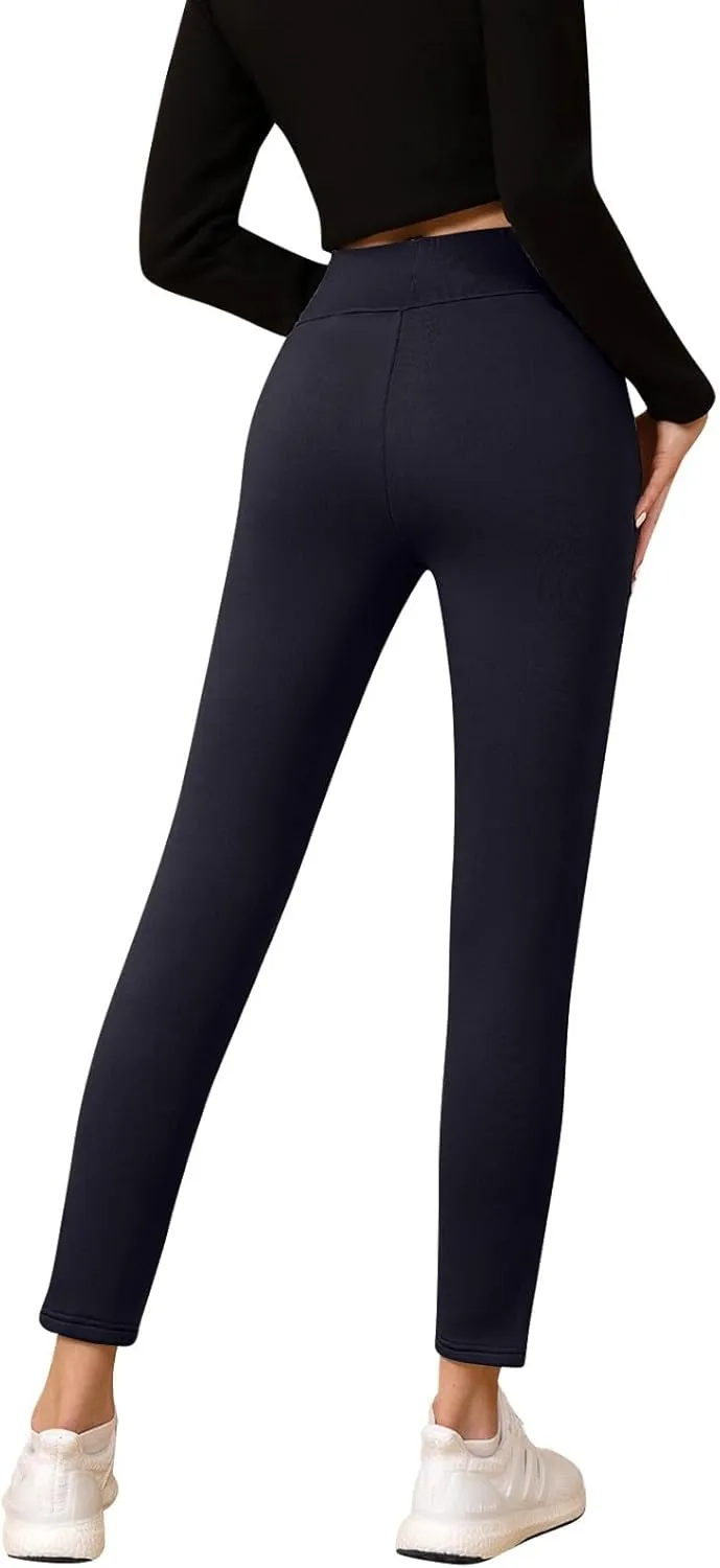 Fleece Lined Leggings for Women Winter Warm High Waisted Thermal Leggings Thick Soft Tummy Control Yoga Pants