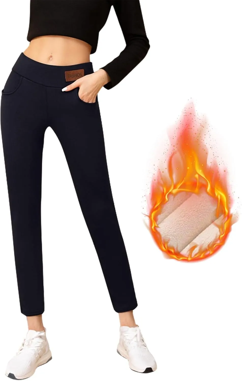 Fleece Lined Leggings for Women Winter Warm High Waisted Thermal Leggings Thick Soft Tummy Control Yoga Pants