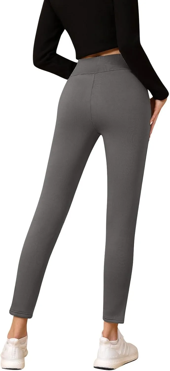 Fleece Lined Leggings for Women Winter Warm High Waisted Thermal Leggings Thick Soft Tummy Control Yoga Pants