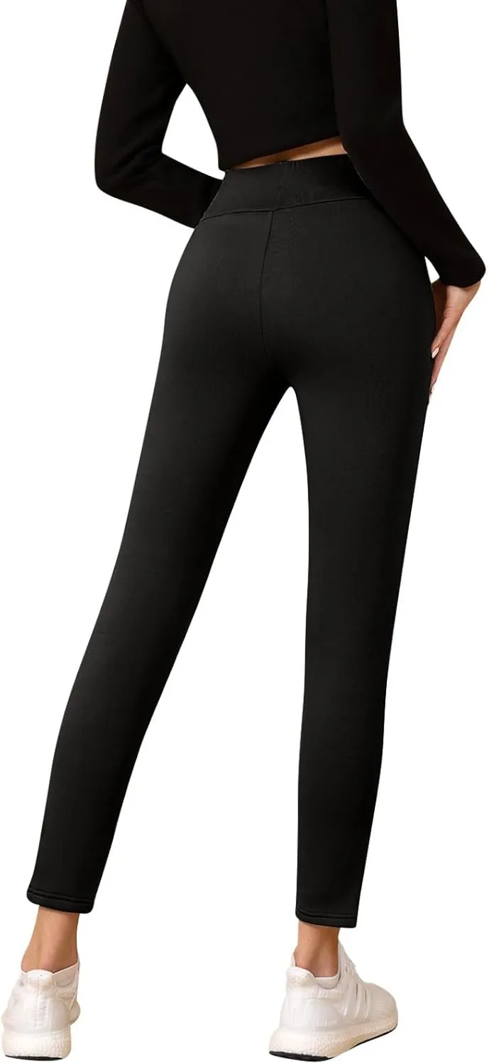 Fleece Lined Leggings for Women Winter Warm High Waisted Thermal Leggings Thick Soft Tummy Control Yoga Pants
