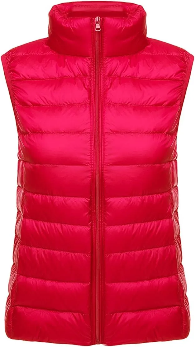 Hotmiss Womens Packable Ultra Lightweight Stand Collar Down Vest Outdoor Puffer Jacket