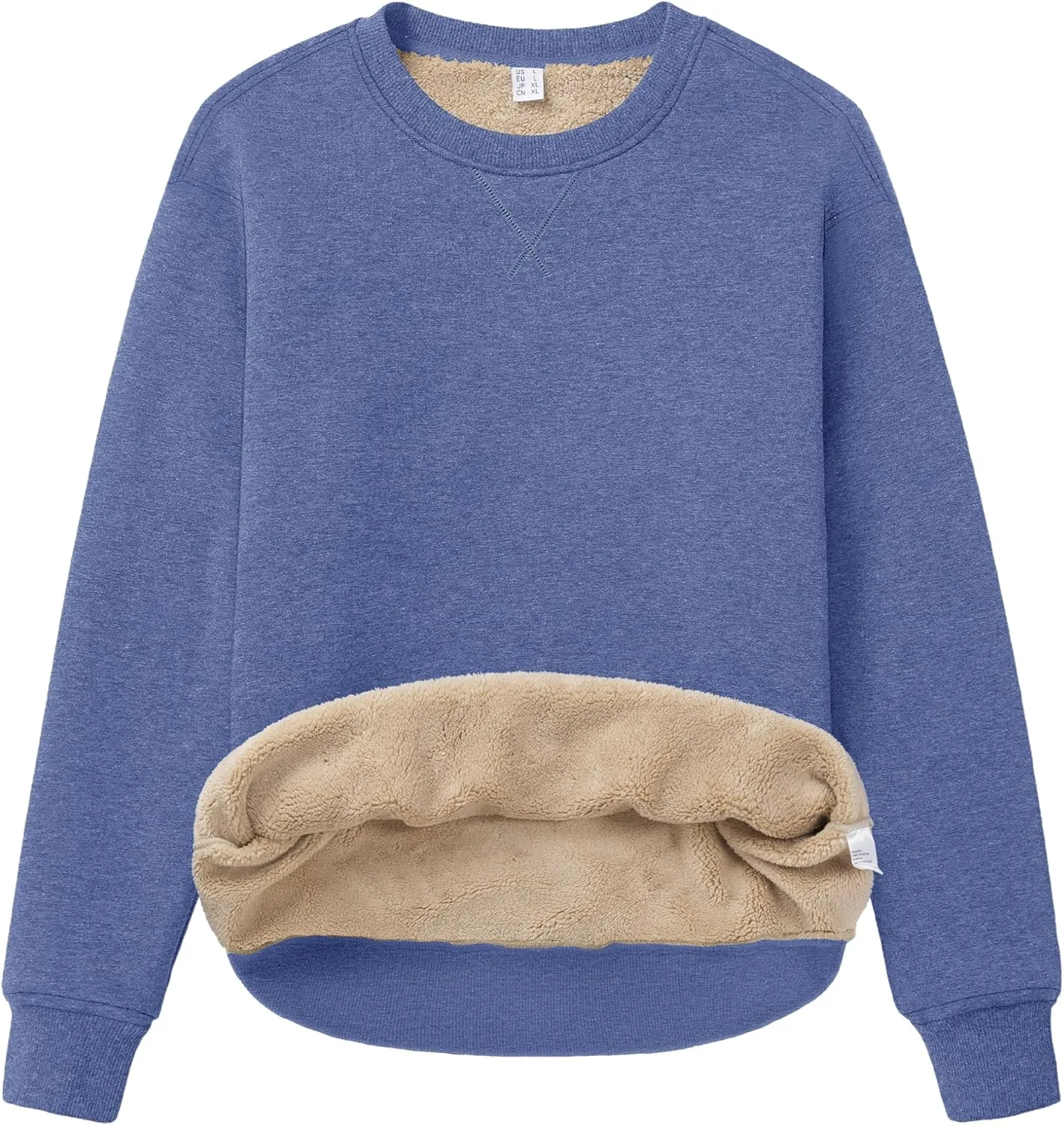 MAGCOMSEN Women's Winter Sweatshirts Sherpa Lined Crewneck Fleece Pullover Warm Casual Heavyweight Long Sleeve Tops