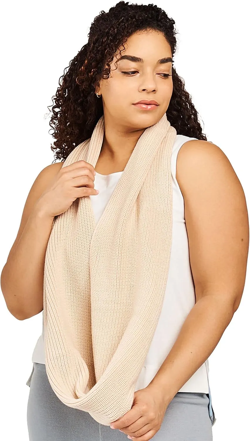 Maggie's Organic Sweater Infinity Scarf - Ribbed Knit Organic Cotton - Circle Loop Design Winter Scarf