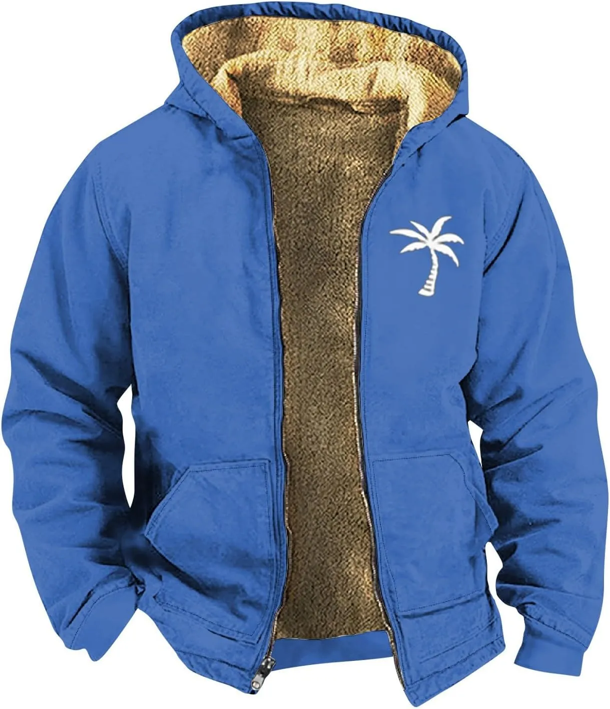Men Winter Coats With Hood Fleece Lined Zipper Graphic Coat Cold Weather Heavy Big And Tall Jacket