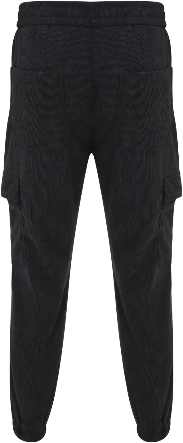 Mens Warm Padded Cargo Pants Plus Size Fleece Lined Winter Jogger Sweatpants Casual Fitness Plush Tapered Trousers