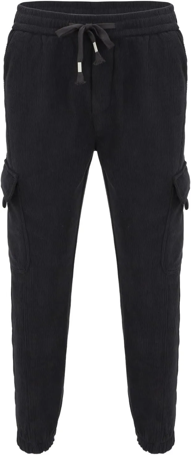 Mens Warm Padded Cargo Pants Plus Size Fleece Lined Winter Jogger Sweatpants Casual Fitness Plush Tapered Trousers