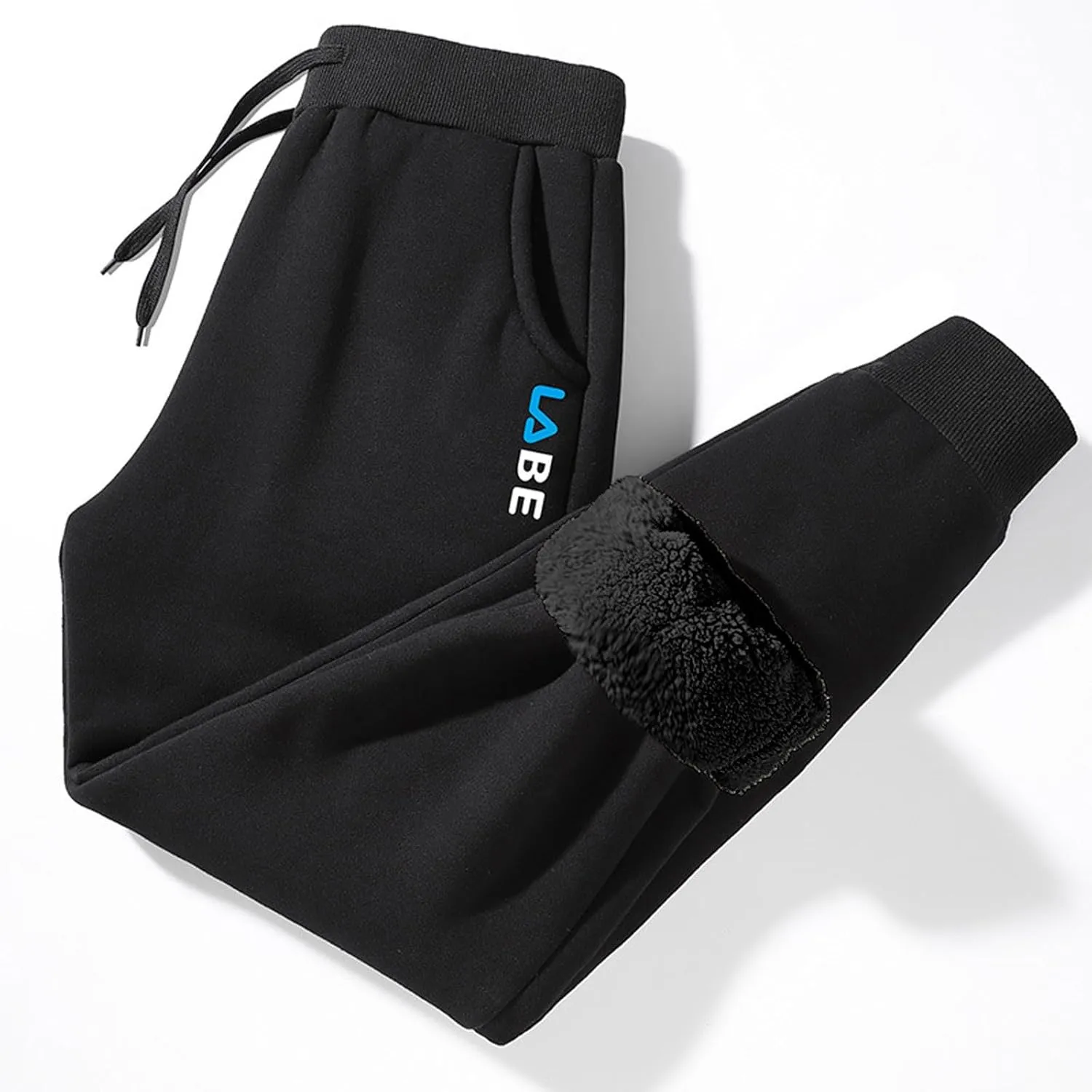 Men's Winter Sweatpants Sherpa Lined Thicken Warm Fleece Pants Sports Jogger Pants Plush Trousers with Pockets