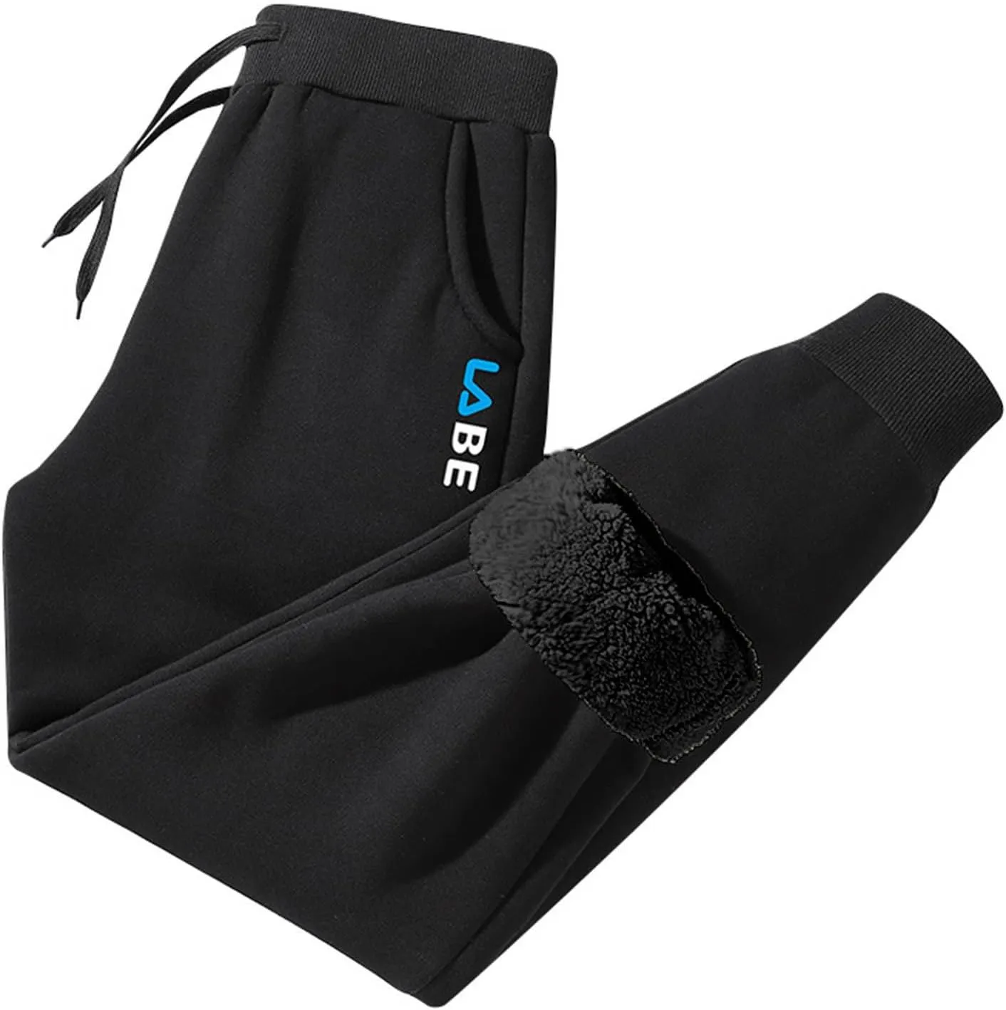 Men's Winter Sweatpants Sherpa Lined Thicken Warm Fleece Pants Sports Jogger Pants Plush Trousers with Pockets