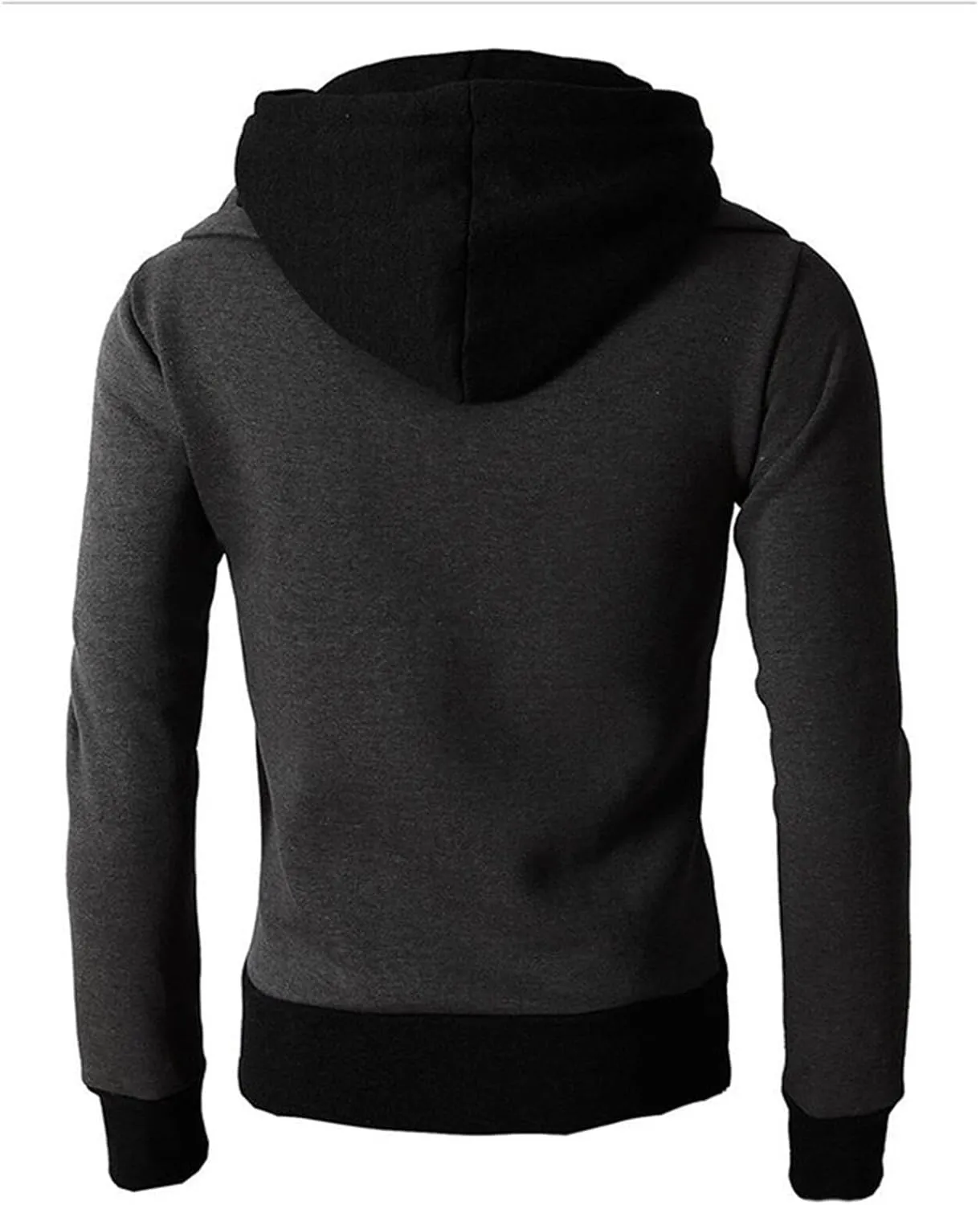 Mmoneyake Mens Full Zip Hoodie Long Sleeve Hooded Sweatshirt Color Block Turtleneck Jacket Coat Sportswear Club Fleece Hoodie