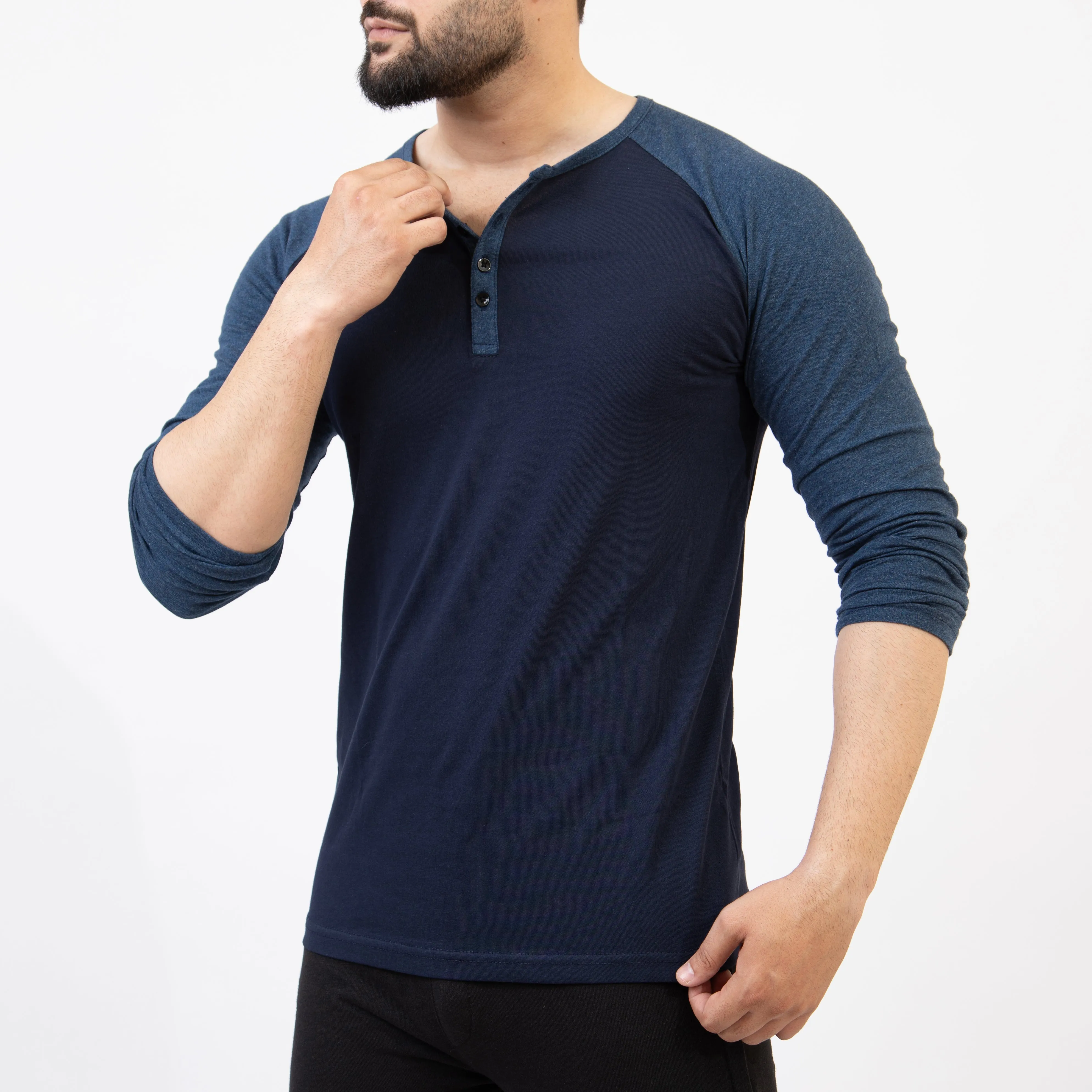 Navy Melange & Navy Henley