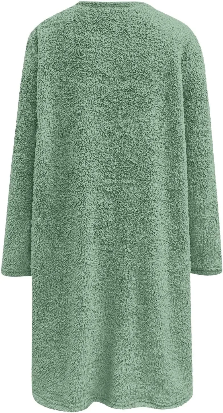 Oversized Sweaters For Women Casual Fleece Fuzzy Faux Shearling Warm Winter Outwear Jacket Shaggy Coat Cute Sweater