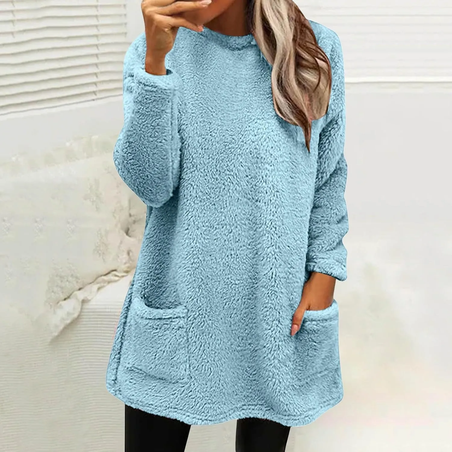 Oversized Sweaters For Women Casual Fleece Fuzzy Faux Shearling Warm Winter Outwear Jacket Shaggy Coat Cute Sweater