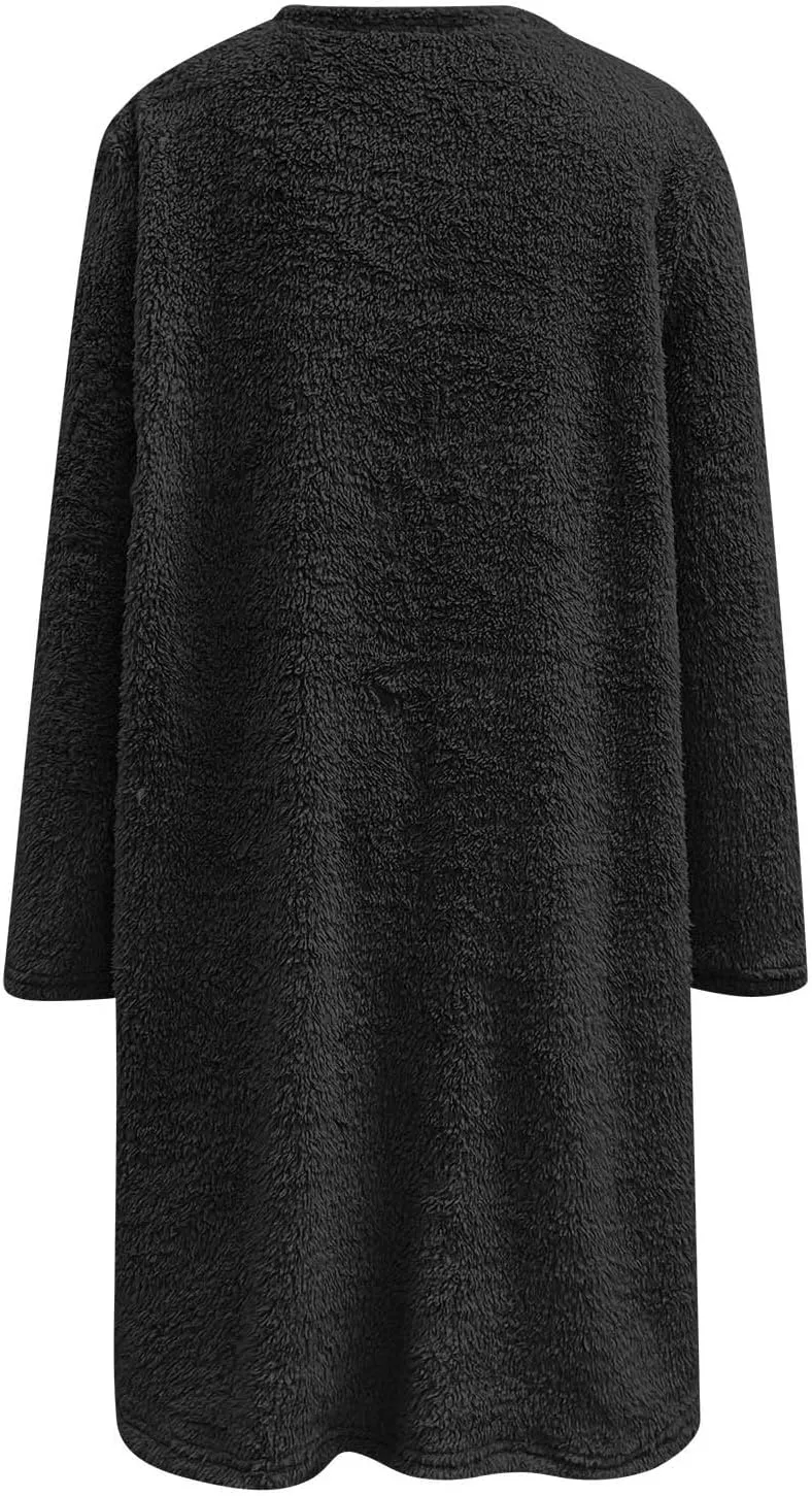 Oversized Sweaters For Women Casual Fleece Fuzzy Faux Shearling Warm Winter Outwear Jacket Shaggy Coat Cute Sweater