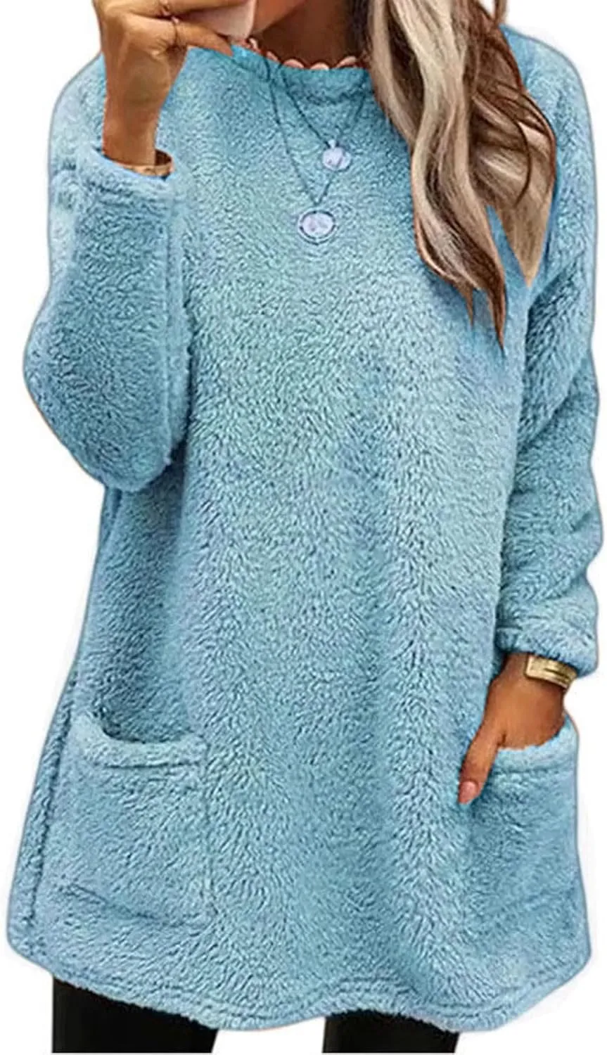 Oversized Sweaters For Women Casual Fleece Fuzzy Faux Shearling Warm Winter Outwear Jacket Shaggy Coat Cute Sweater