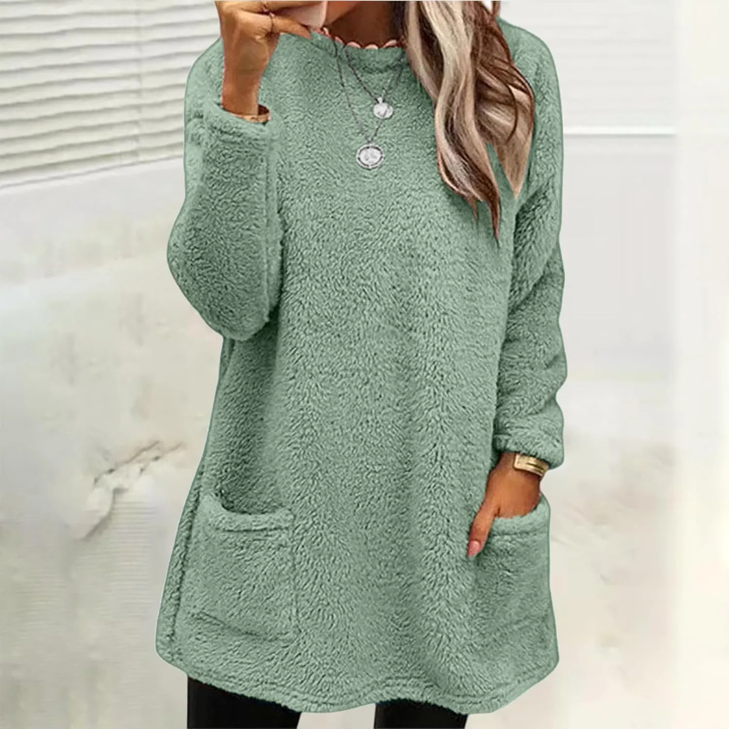 Oversized Sweaters For Women Casual Fleece Fuzzy Faux Shearling Warm Winter Outwear Jacket Shaggy Coat Cute Sweater