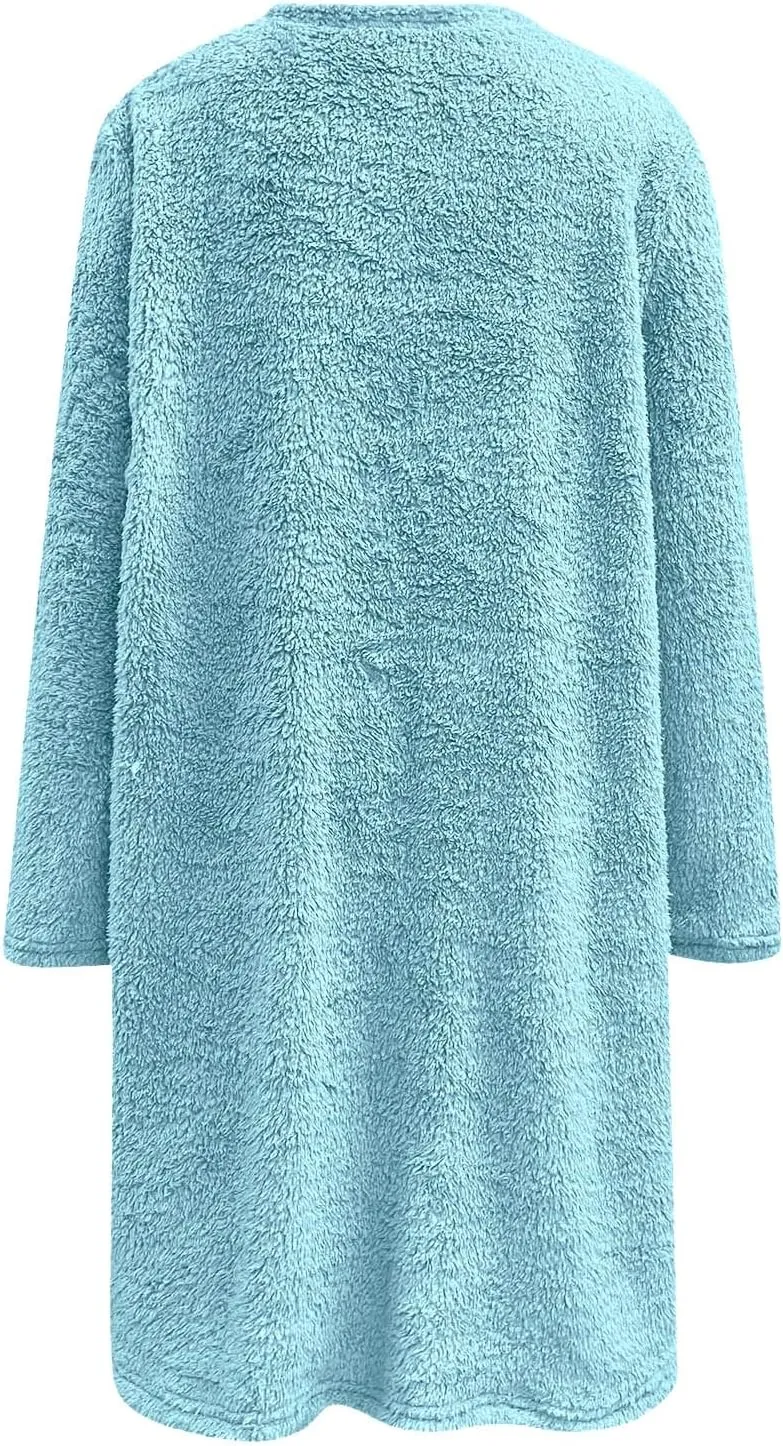 Oversized Sweaters For Women Casual Fleece Fuzzy Faux Shearling Warm Winter Outwear Jacket Shaggy Coat Cute Sweater