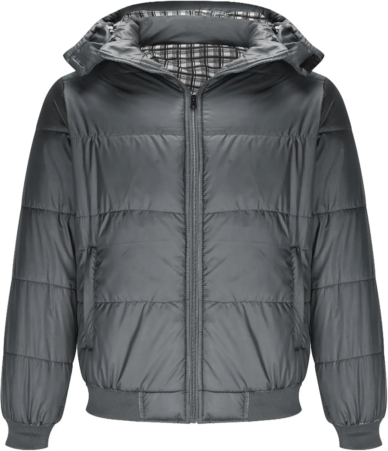 Puffer Jacket Men Lightweight Hooded Down Jacket Windproof Insulated Jacket Warm Ski Coat Padded Winter Jacket