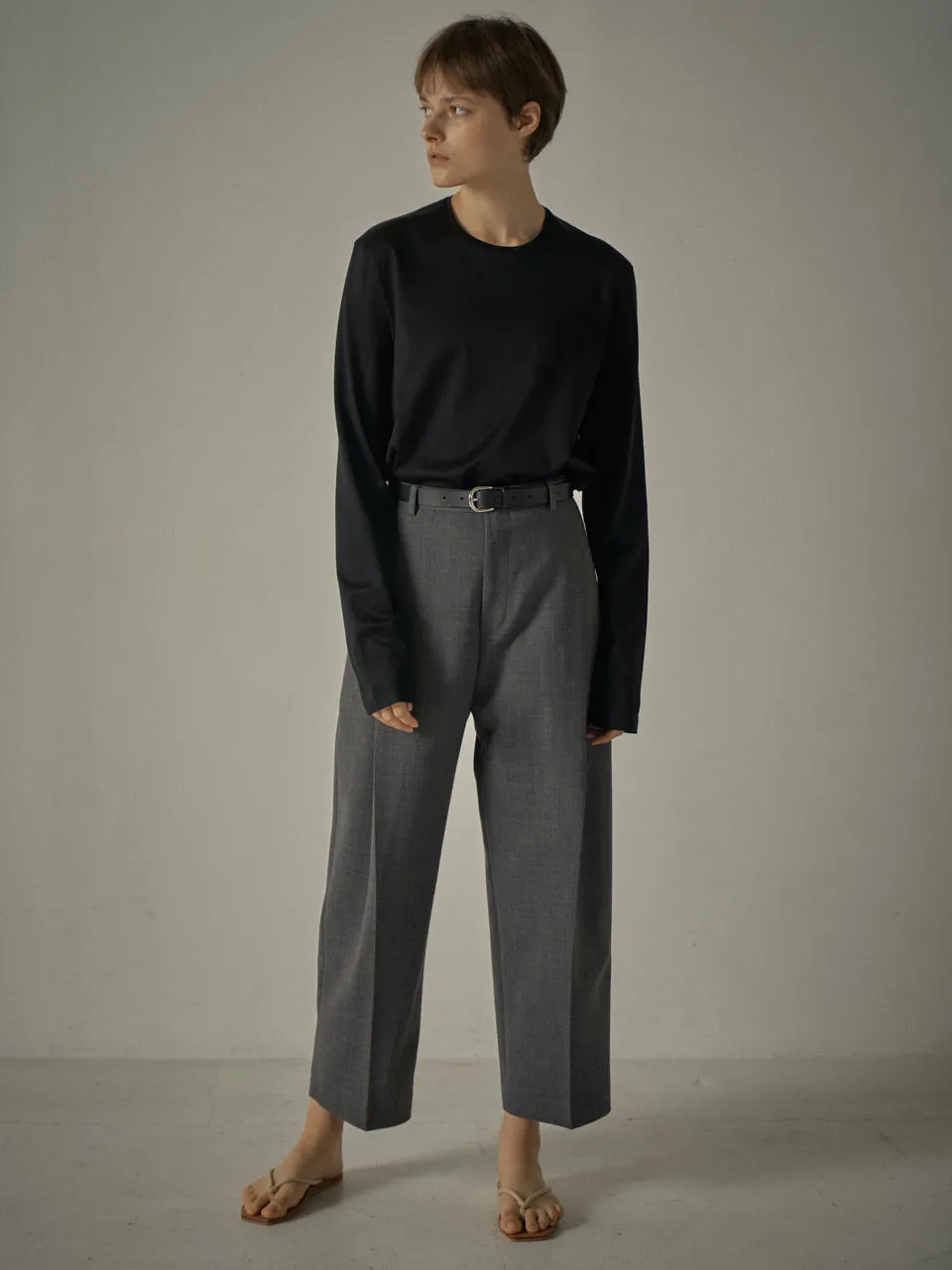 Round Wool Pants - Charcoal