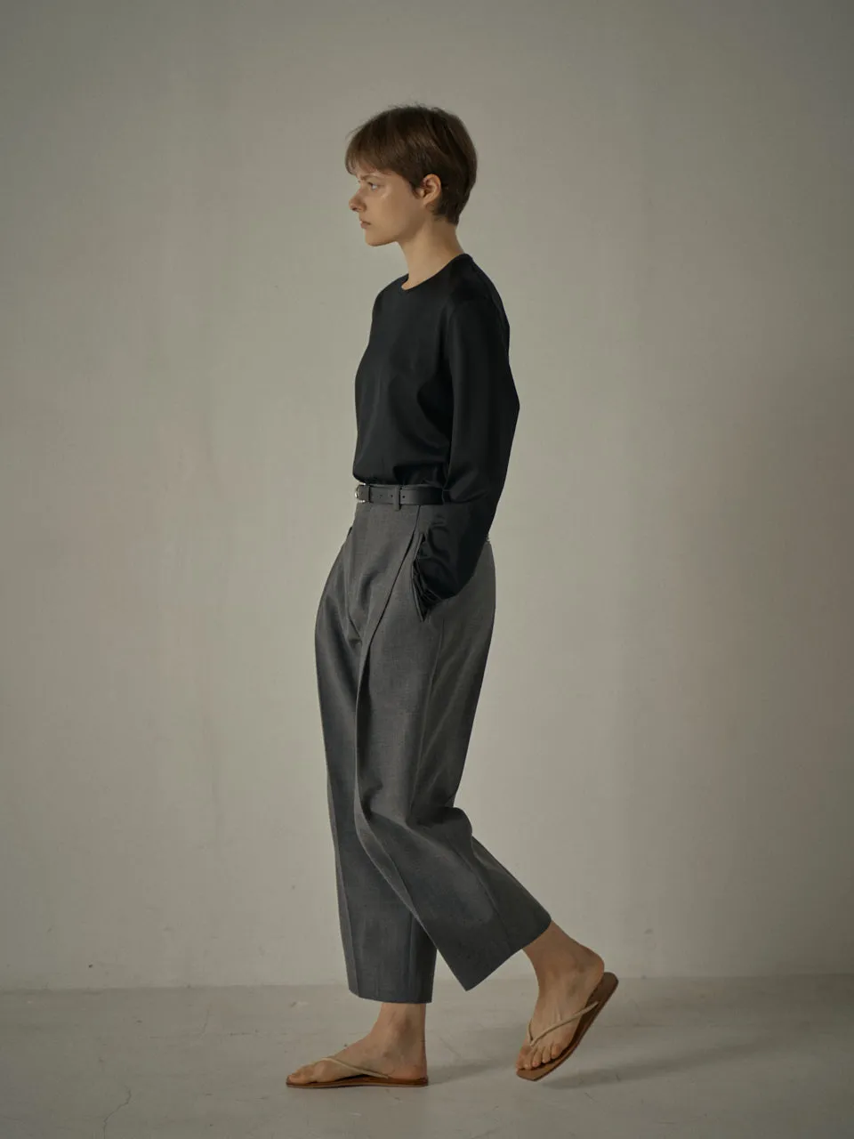 Round Wool Pants - Charcoal