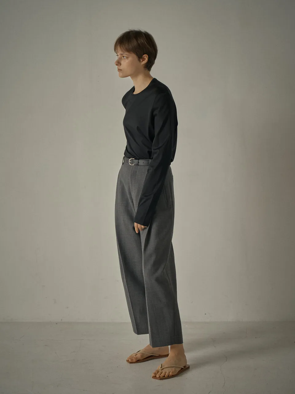Round Wool Pants - Charcoal