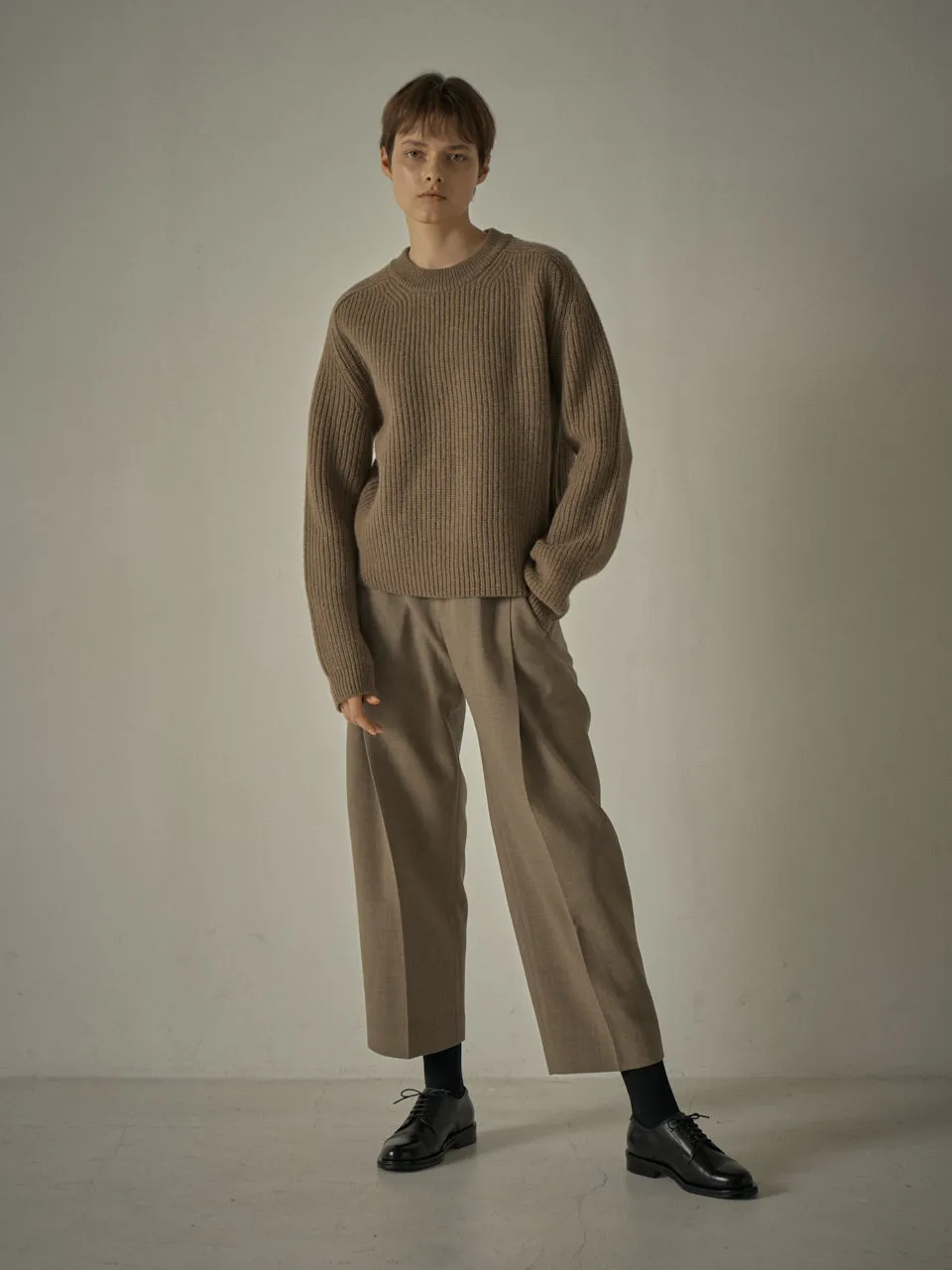 Round Wool Pants - Cocoa Brown