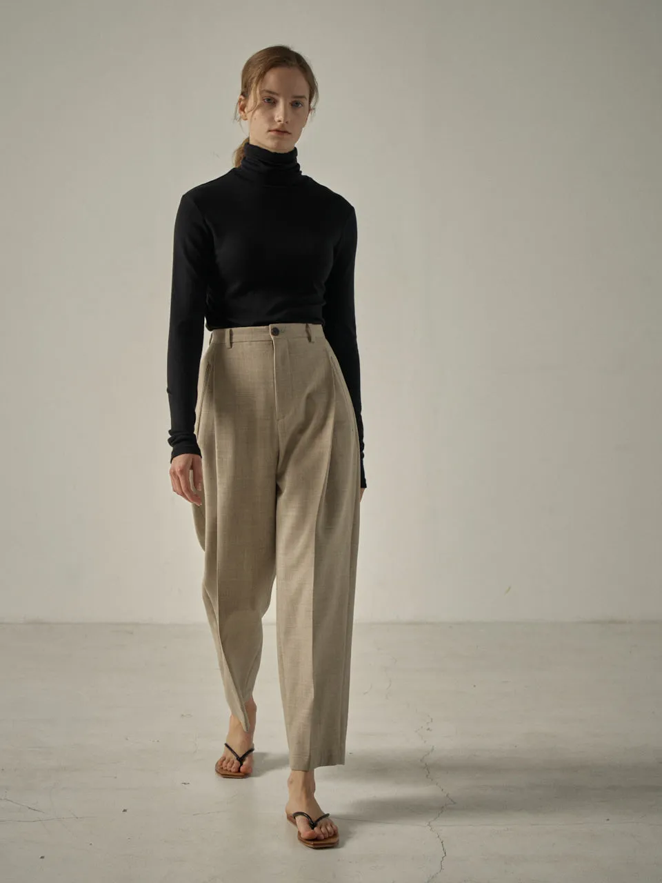Round Wool Pants - Oatmeal