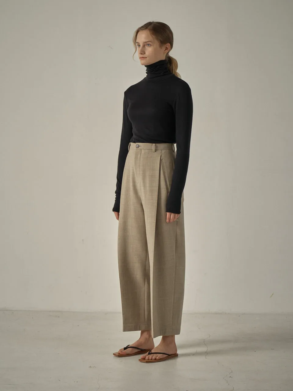 Round Wool Pants - Oatmeal