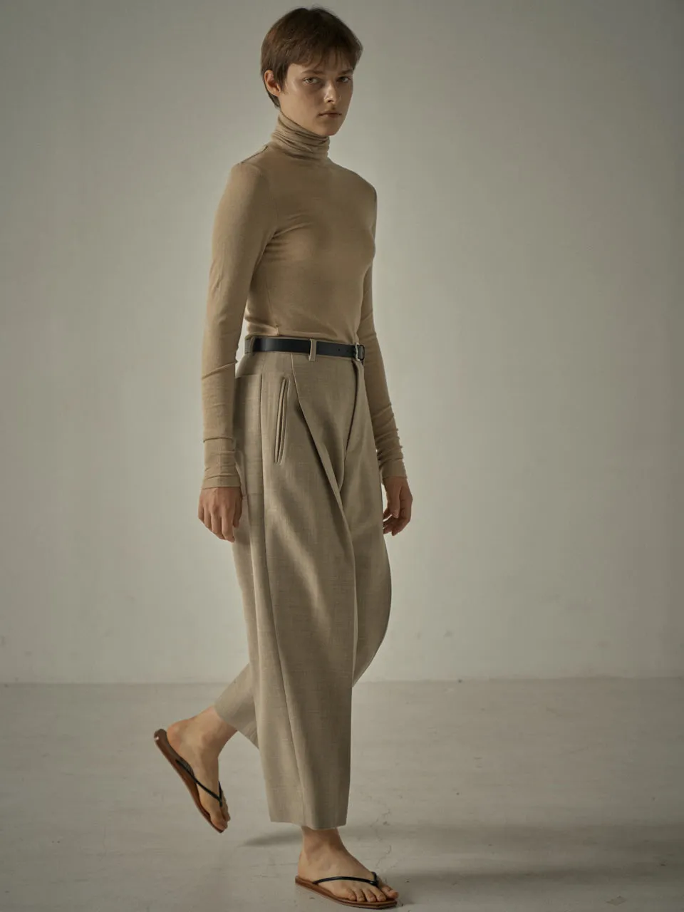 Round Wool Pants - Oatmeal