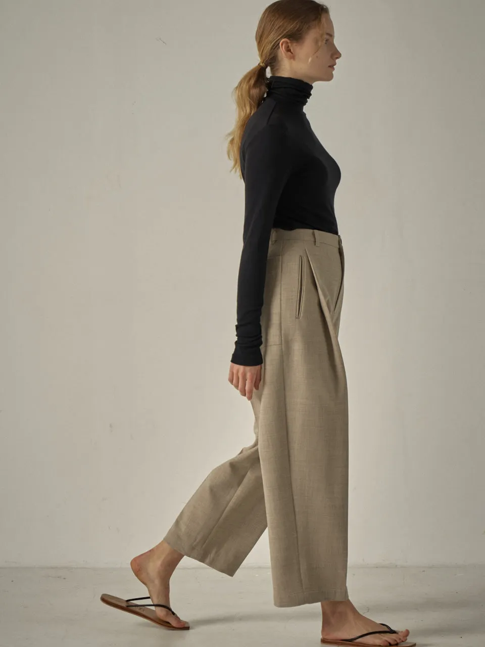 Round Wool Pants - Oatmeal
