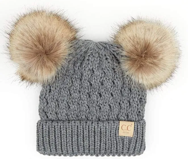 ScarvesMe Exclusive Kids Knit Warm Winter Beanie Skull Cap Hat with Pom Pom