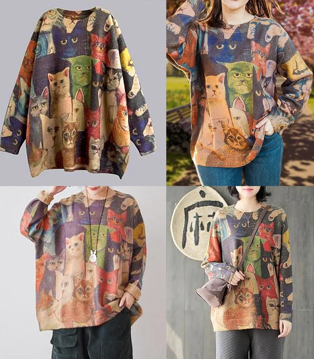 Spring Sweaters for Women 2025 Plus Size Crewneck Lightweigh Pullover Sweaters Graphic Printed Knit Trendy Tops